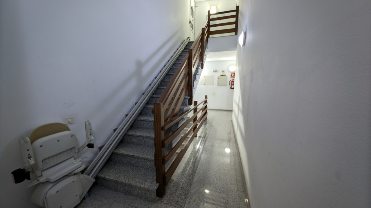 Chair lift to the rooftop pool